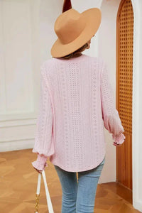 Notched Neck Flounce Sleeve Blouse - Update AvenueTrendsi100101207617849100101207617849a86f7d09f67643d885ac414e6fe1b508 - MaxBlush Pink