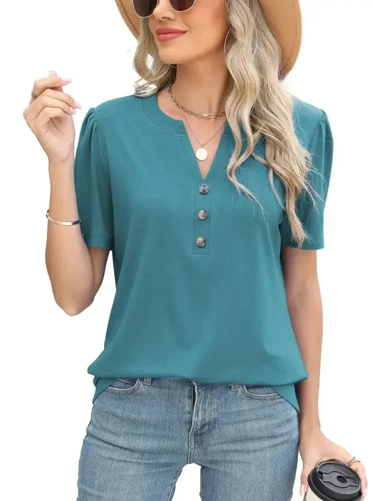 Notched Short Sleeve T-Shirt - Update AvenueT-ShirtsTrendsi1001001114112281001001114112281906cb8d - 78fe - 4193 - 90b3 - 3c004c5afe20 - Max - OriginSky Blue
