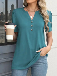 Notched Short Sleeve T-Shirt - Update AvenueT-ShirtsTrendsi100100111411228100100111411228d3333a43 - e9ba - 4404 - 8b1c - 99e6f17290dd - Max - OriginSky Blue