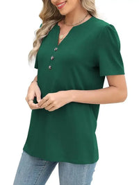 Notched Short Sleeve T-Shirt - Update AvenueT-ShirtsTrendsi100100111416665100100111416665f9dec3e5 - 5de6 - 4d77 - a5a9 - 390640cb8f6e - Max - OriginDark Green