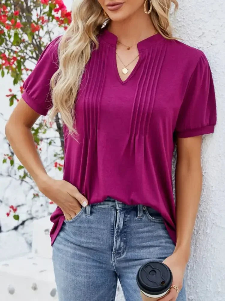 Notched Short Sleeve T-Shirt - Update AvenueT-ShirtsTrendsi10010066354033710010066354033722257732 - 259e - 45d7 - afc6 - e5045e7a240d - Max - OriginWine Red