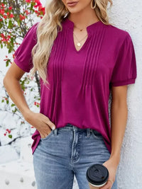 Notched Short Sleeve T-Shirt - Update AvenueT-ShirtsTrendsi10010066354033710010066354033722257732 - 259e - 45d7 - afc6 - e5045e7a240d - Max - OriginWine Red