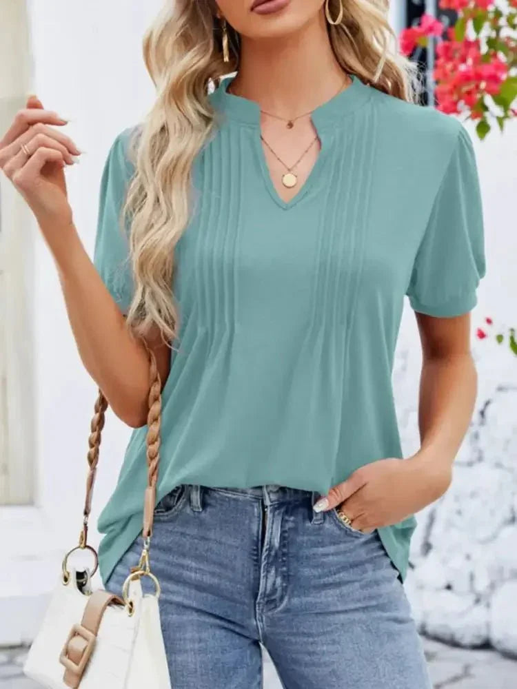 Notched Short Sleeve T-Shirt - Update AvenueT-ShirtsTrendsi10010066354092610010066354092680a27c2a - a8e7 - 47ad - 8a4d - 89c3b844c6b7 - Max - OriginBean Green