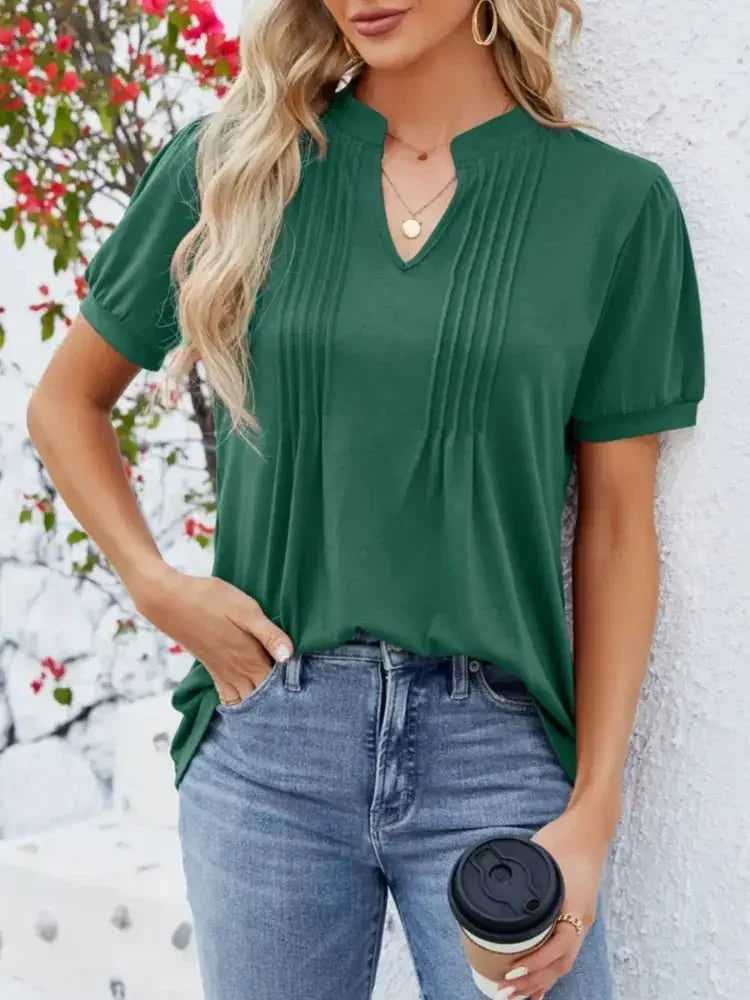 Notched Short Sleeve T-Shirt - Update AvenueT-ShirtsTrendsi1001006635445401001006635445409c1ca33e - bed0 - 4e53 - 9466 - 2e6916e8a9e9 - Max - OriginDark Green