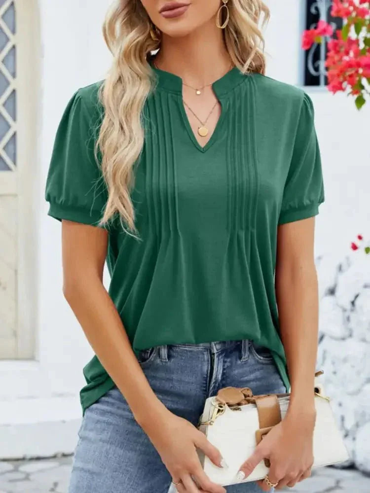 Notched Short Sleeve T-Shirt - Update AvenueT-ShirtsTrendsi100100663544540100100663544540cd32045a - e8a7 - 495e - baec - 169614069714 - Max - OriginDark Green