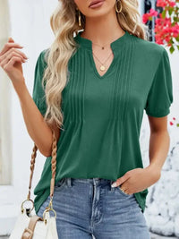 Notched Short Sleeve T-Shirt - Update AvenueT-ShirtsTrendsi1001006635445401001006635445407c513222 - 2500 - 4505 - 87ce - 27537c3754e6 - Max - OriginDark Green