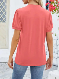 Notched Short Sleeve T-Shirt - Update AvenueT-ShirtsTrendsi1001006635446871001006635446879159b908 - def1 - 4c1e - b3ab - 645610c96a09 - Max - OriginOrange Red