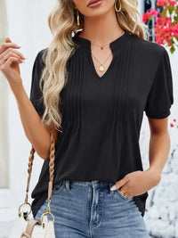 Notched Short Sleeve T-Shirt - Update AvenueT-ShirtsTrendsi100100663544813100100663544813afb6f649 - 4af8 - 4a84 - 980a - 7f918a3c1bb4 - Max - OriginBlack