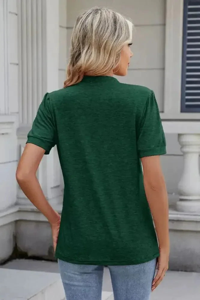 Notched Short Sleeve Top - Update AvenueVacation StyleTrendsi10010024067892010010024067892053936892 - 8bca - 4624 - a5fd - d4d13faf1fa5 - MaxDark Green