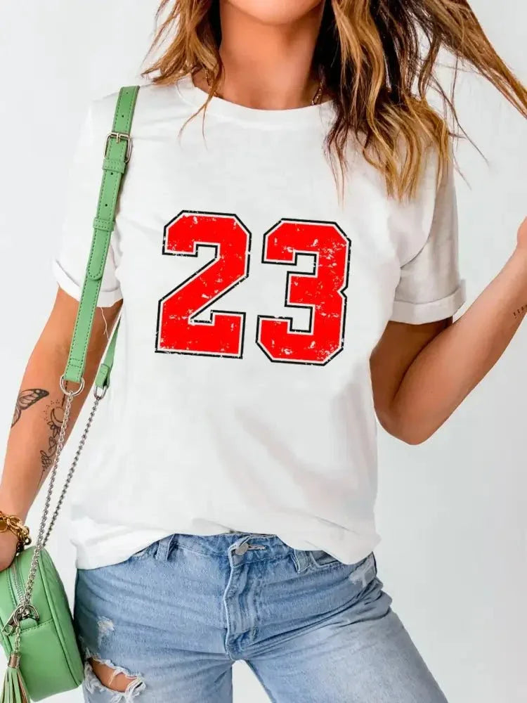 Number 23 Round Neck Casual T Shirt - Update AvenueT-ShirtsTrendsi1001002641634401001002641634401700fd4aa3e64f30b3b66039d542ab0c - Max - OriginWhite