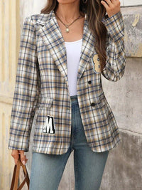 Number 87 Plaid Long Sleeve Blazer - Update AvenueTrendsi1001002492548141001002492548143f401c8a6b384439bba0150ce47e198f - Max - OriginCoffee Brown