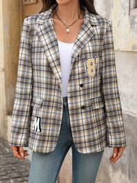Number 87 Plaid Long Sleeve Blazer - Update AvenueTrendsi10010024925481410010024925481435534f273aac4d5898916b0047b138e6 - Max - OriginCoffee Brown