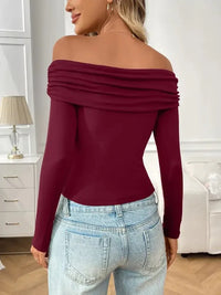Off - Shoulder Long Sleeve Fitted T-Shirt - Update AvenueT-ShirtsTrendsi100100144854851100100144854851f0806dc4 - 7d5a - 4b09 - 8b3c - 173cfdc97dbe - Max - OriginBurgundy