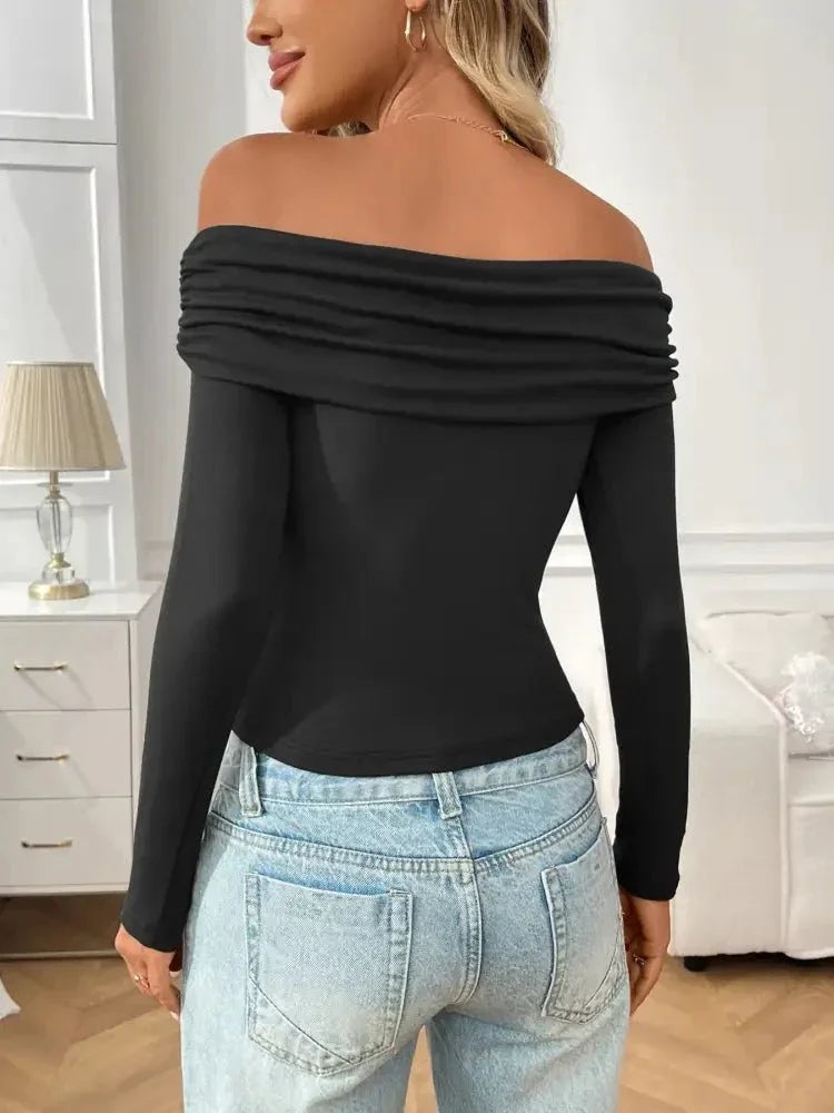 Off - Shoulder Long Sleeve Fitted T-Shirt - Update AvenueT-ShirtsTrendsi100100144857318100100144857318c02a2557 - 943b - 447a - 895e - 05bdfd71ad3a - Max - OriginBlack
