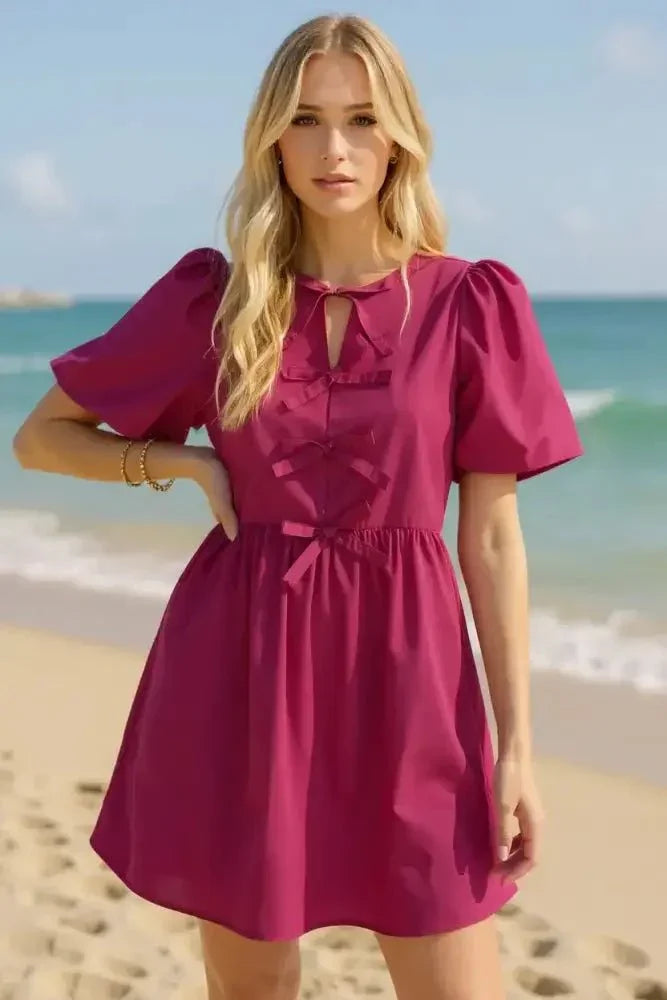 Oh Bow Ruched Puff Sleeve Mini Dress - Update AvenueTrendsi10010054766108410010054766108446974e15 - 5b58 - 4027 - 95cc - 7a4e39bf9939 - MaxCerise