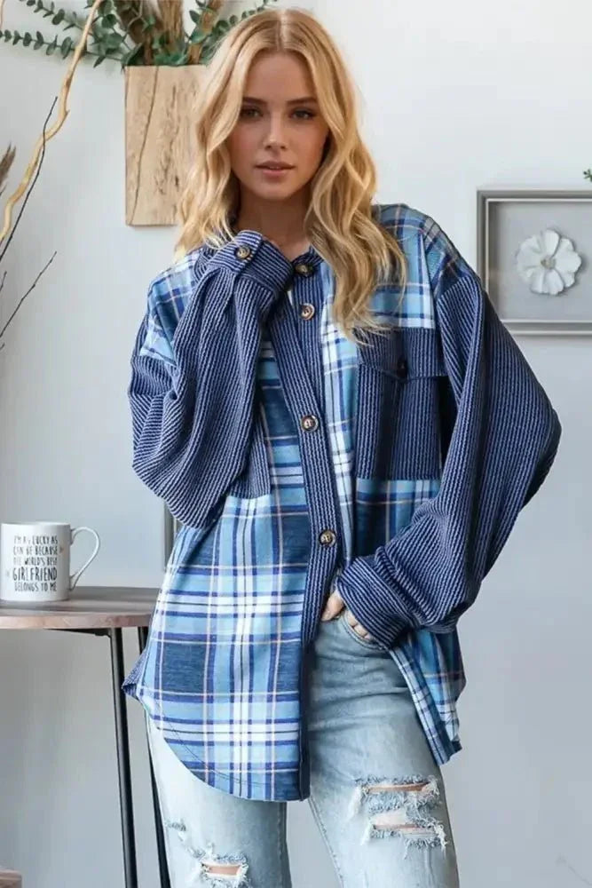 Oh Plaid Button Up Long Sleeve Shacket with Breast Pockets - Update AvenueTrendsi100100217301926100100217301926f8b6e0fe - 52ca - 4ede - 962f - 11a5aa68059f - MaxBlue