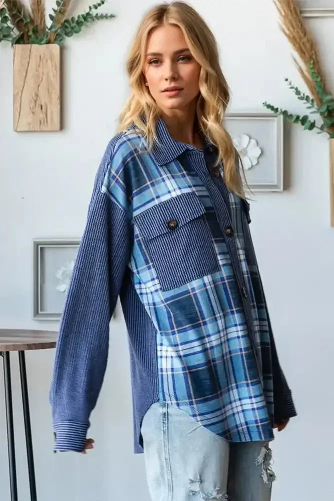 Oh Plaid Button Up Long Sleeve Shacket with Breast Pockets - Update AvenueTrendsi100100217301926100100217301926d03a95c0 - d86a - 46e1 - b532 - 4a7cefb9eca7 - MaxBlue
