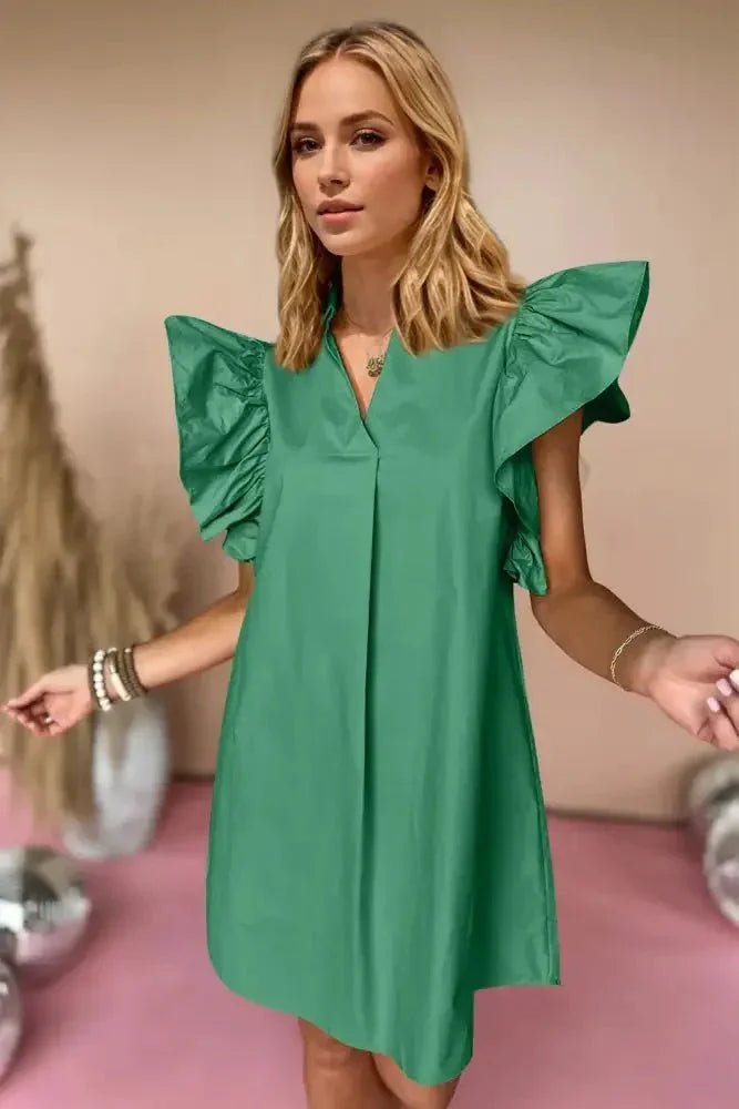 Oh Ruched Johnny Collar Cap Sleeve Mini Dress - Update AvenueTrendsi1001008369346731001008369346735a234246 - c44f - 4659 - 9aba - a51ff095645b - MaxGreen
