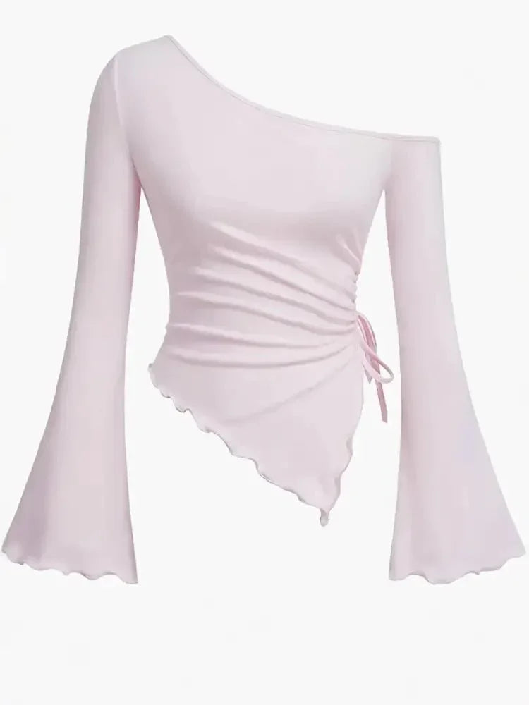 One Shoulder Bell Sleeve T-Shirt - Update AvenueT-ShirtsTrendsi10010084028904710010084028904772c82c02ee424e28bb82088c7c2f70cb - Max - OriginLight Pink