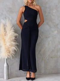 One-Shoulder Cutout Bodycon Maxi Dress