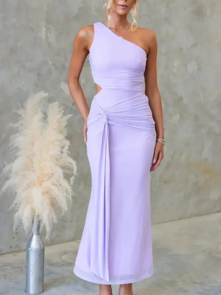 One-Shoulder Cutout Bodycon Maxi Dress
