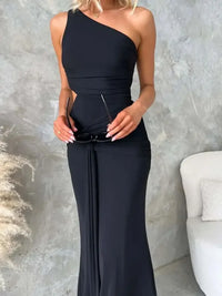 One-Shoulder Cutout Bodycon Maxi Dress