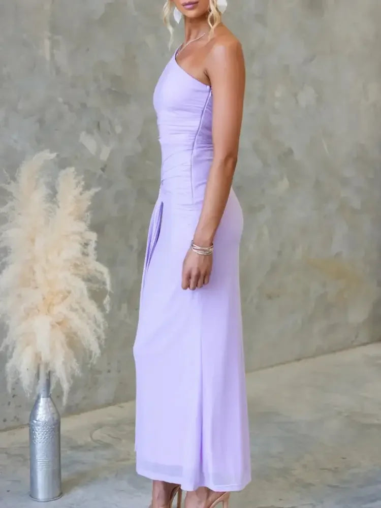 One-Shoulder Cutout Bodycon Maxi Dress
