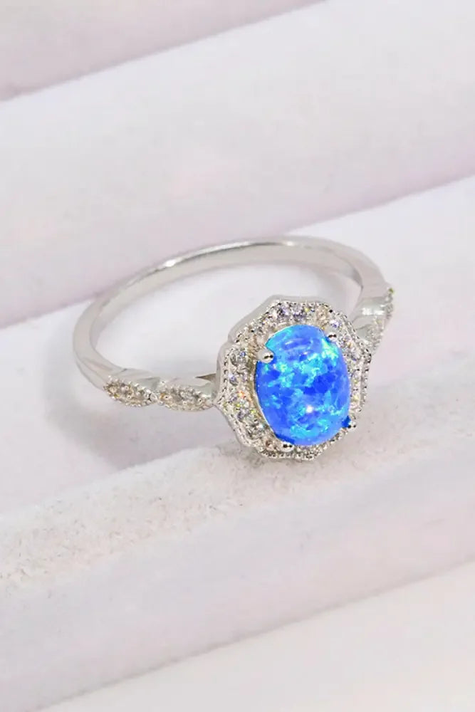 Opal and Zircon 925 Sterling Silver Ring