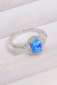 Opal and Zircon 925 Sterling Silver Ring