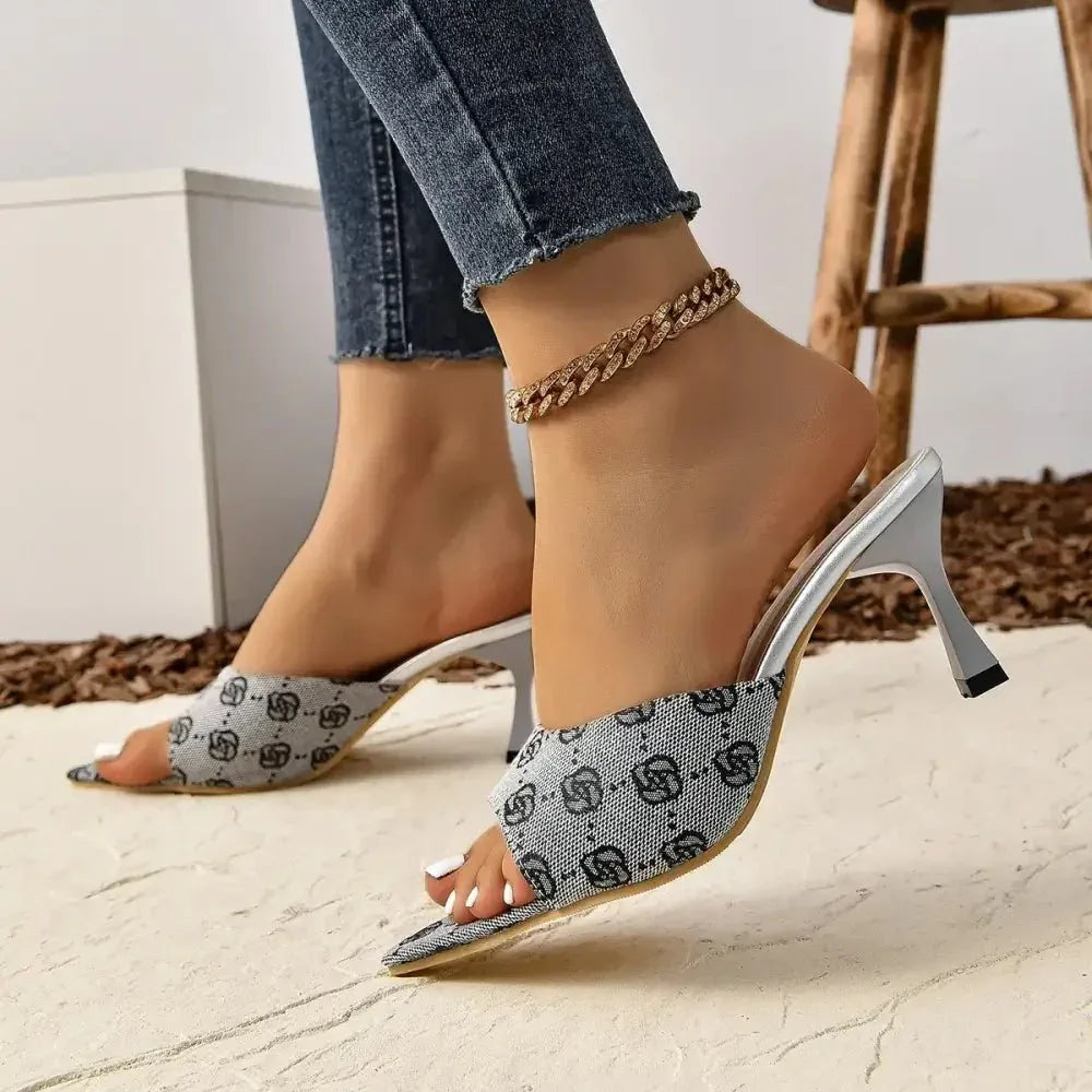 Open Toe Mid Heel Sandals - Update AvenueTrendsi100600632289634100600632289634Open Toe Mid Heel SandalsSilver