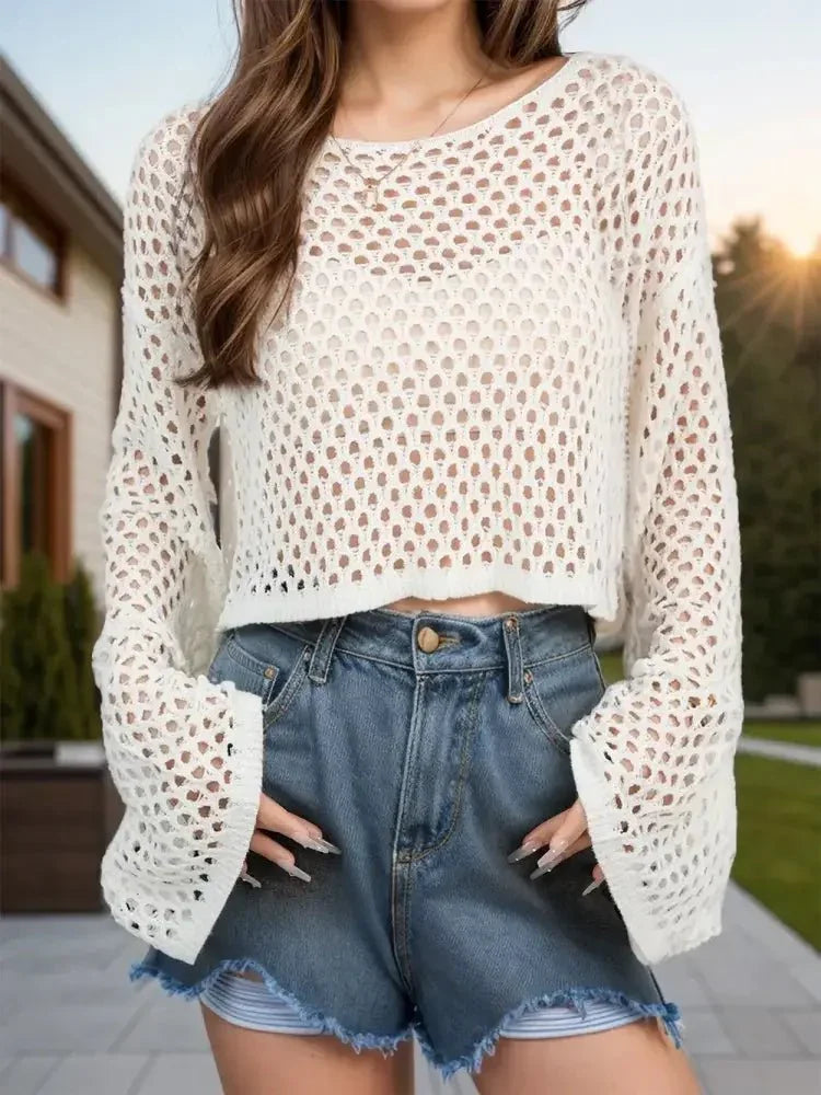 Openwork Round Neck Long Sleeve Cover Up - Update AvenueTrendsi100100403121239100100403121239dd07dcd9 - d2de - 4b4e - 8372 - 3db9b8e1efbb - MaxCream