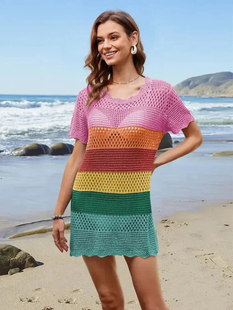 Openwork Round Neck Short Sleeve Cover - UP - Update AvenueTrendsi10010009481100910010009481100947b0a6c6 - 8d49 - 479a - 95fc - f5ec6a5b39b0 - MaxRainbow