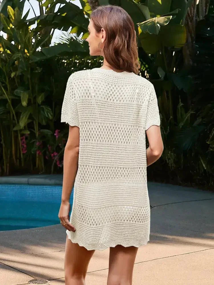 Openwork Round Neck Short Sleeve Cover - UP - Update AvenueTrendsi1001000948113411001000948113411ba9a6a8 - b3d0 - 4b9c - 988c - e72ab5f767b1 - MaxCream