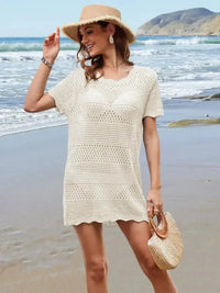 Openwork Round Neck Short Sleeve Cover - UP - Update AvenueTrendsi100100094811341100100094811341ef254dfd - f06e - 4906 - b38c - 68cdb2a941e9 - MaxCream