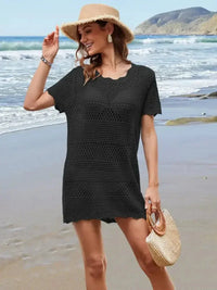 Openwork Round Neck Short Sleeve Cover - UP - Update AvenueTrendsi100100094811704100100094811704ad6a47b9 - 73bf - 4658 - a7db - f6af5a44ed54 - MaxBlack