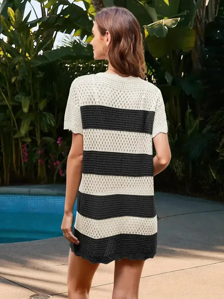 Openwork Round Neck Short Sleeve Cover - UP - Update AvenueTrendsi10010009481218010010009481218026bdc151 - 4ea8 - 452b - 9a67 - 5a611c20d483 - MaxWhite/Black