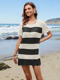 Openwork Round Neck Short Sleeve Cover - UP - Update AvenueTrendsi100100094812180100100094812180911f8e22 - fd45 - 4ae1 - 8c6c - c0120743bf75 - MaxWhite/Black