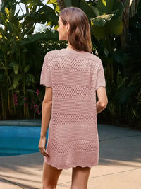 Openwork Round Neck Short Sleeve Cover - UP - Update AvenueTrendsi1001000948193421001000948193426168a3f6 - 90d5 - 42f6 - a843 - f9ea59ae59bd - MaxBlush Pink