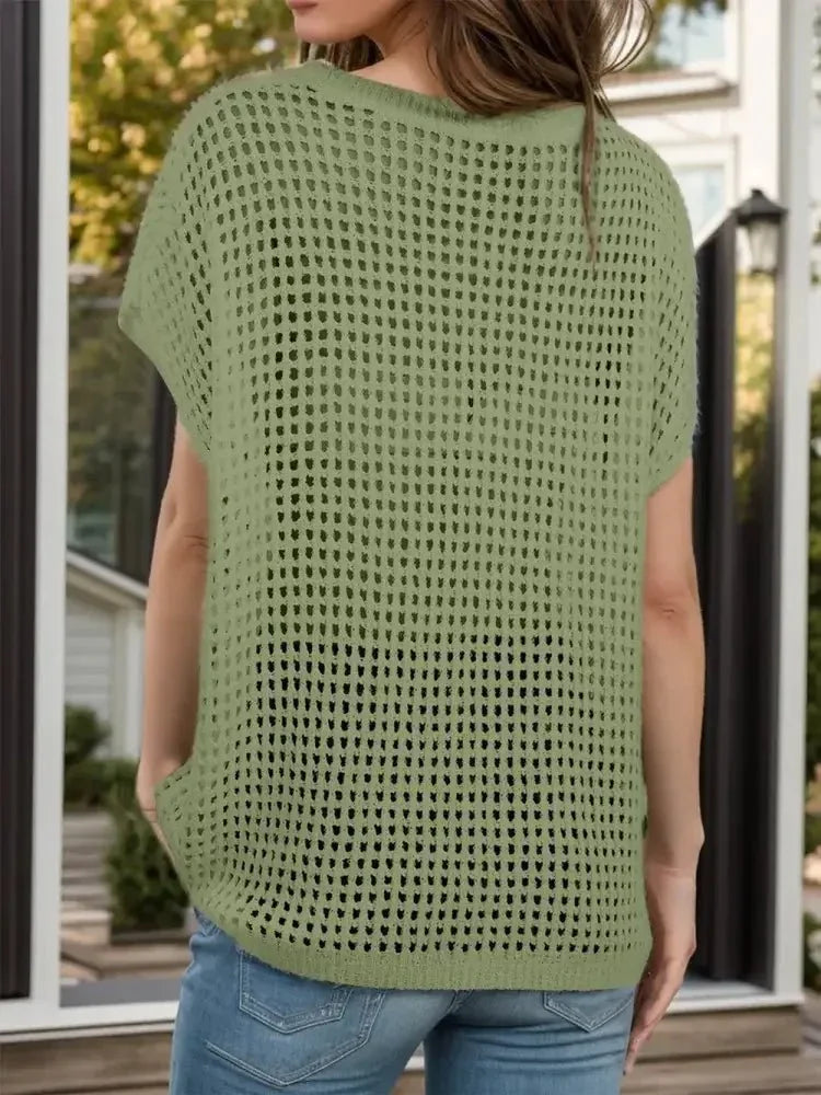 Openwork Round Neck Short Sleeve Cover - Up - Update AvenueTrendsi1001006259616661001006259616660c73ab2c - 35e6 - 4c2c - ba04 - fe34b97dda6b - MaxMoss