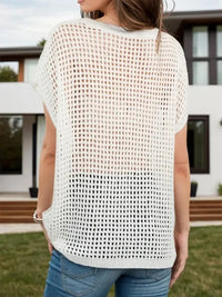Openwork Round Neck Short Sleeve Cover - Up - Update AvenueTrendsi100100625965118100100625965118a963e7de - 8d26 - 4898 - a2e0 - b26a609aa416 - MaxCream