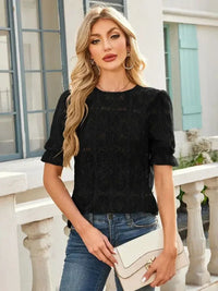 Openwork Round Neck Short Sleeve Top - Update AvenueT-ShirtsTrendsi100100690709392100100690709392f84cd596 - 01a0 - 4a0c - ad22 - f09e0a160a9f - Max - OriginBlack