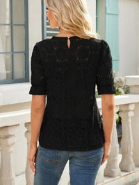 Openwork Round Neck Short Sleeve Top - Update AvenueT-ShirtsTrendsi1001006907093921001006907093924c4773a1 - cae4 - 4f24 - bcd5 - 7e2b9a77d98b - Max - OriginBlack