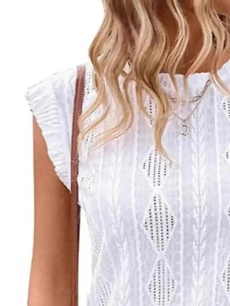 Openwork Round Neck Top - Update AvenueT-ShirtsTrendsi1001004403119151001004403119150b865820 - c8be - 4dad - b8a4 - 8a9f087e8d81 - Max - OriginWhite