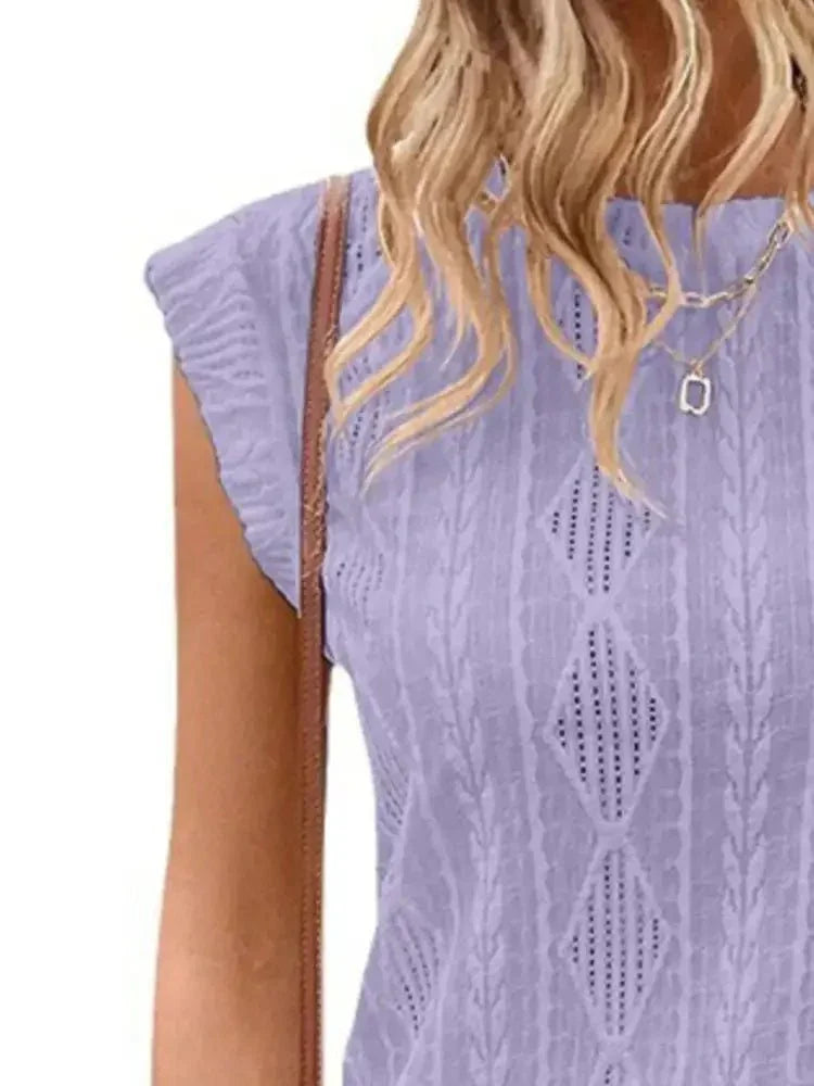 Openwork Round Neck Top - Update AvenueT-ShirtsTrendsi1001004403122431001004403122432b2840df - 79db - 4003 - 82ea - dee0b9ff97a5 - Max - OriginLilac Purple