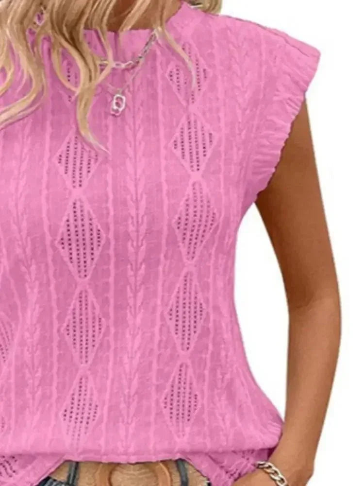 Openwork Round Neck Top - Update AvenueT-ShirtsTrendsi10010044031316110010044031316147e39186 - bcdc - 4aff - bc96 - 01125945448d - Max - OriginPeach Pink