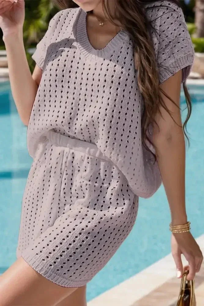 Openwork Short Sleeve Top and Shorts Cover Up Set - Update AvenueTrendsi10010005108944610010005108944684b0ca5b - 1304 - 4519 - 8c5f - b9362d1eda8b - MaxMocha