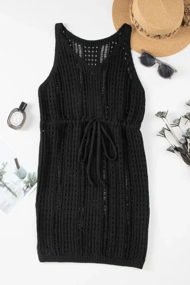 Openwork Slit V - Neck Sleeveless Cover Up Dress - Update AvenueTrendsi100100645261280100100645261280a40cd64f - fc76 - 4de3 - 9c25 - 0f623bbaf731 - MaxBlack