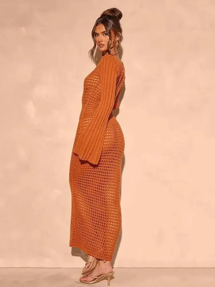 Openwork Square Neck Flare Sleeve Cover - Up Dress - Update AvenueTrendsi100100759382431100100759382431a6705bee - 2dba - 4ec2 - a191 - 44d550c593f1 - MaxTerracotta