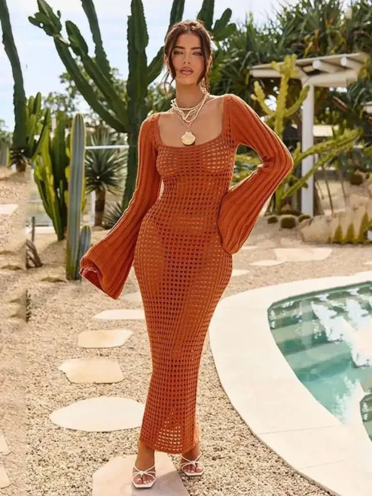Openwork Square Neck Flare Sleeve Cover - Up Dress - Update AvenueTrendsi100100759382431100100759382431b9ee870c - 49ed - 4692 - 8821 - 64786497f61f - MaxTerracotta
