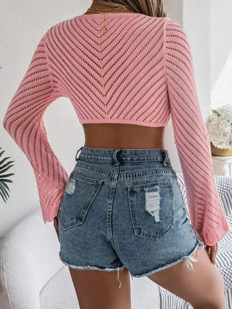 Openwork Tied Long Sleeve Knit Cover Up - Update AvenueFestival VibesTrendsi1001007821307101001007821307106dc26b88 - 4c4e - 4045 - 926f - eb3c0e0984eb - MaxPink